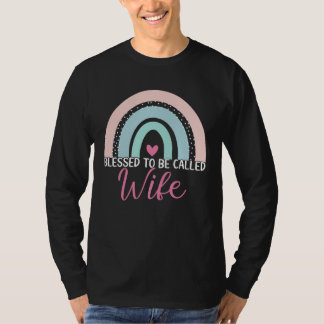Camiseta Cute Blessed To Be Called Wife Boho Rainbow Mom Gr