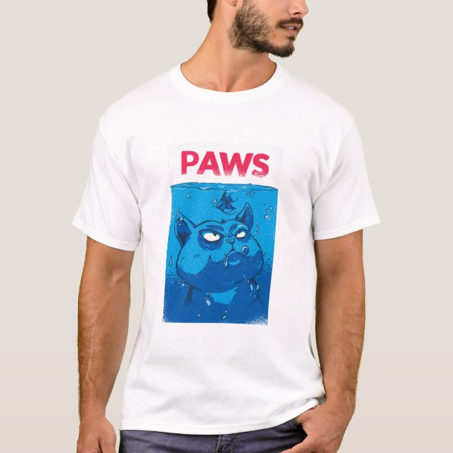 Camiseta Cute Blue Cat “Paws” Funny Cat Lover T-Shirt (Frente)