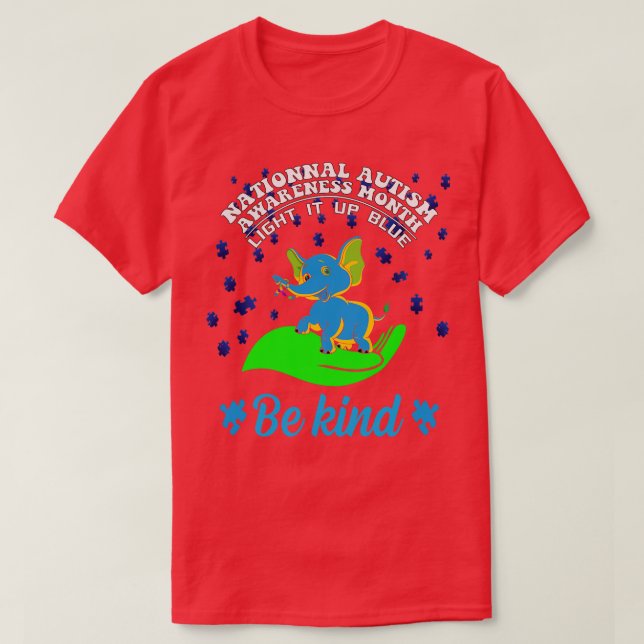 Camiseta Cute Blue Elephant Autism Awareness Light It Up BL (Frente do Design)