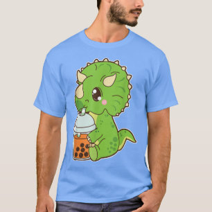 Camiseta Cute Boba Triceratops Dinossauro Tailandês Bubble 