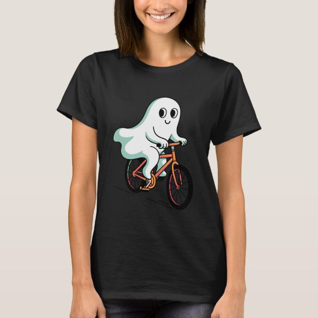 Camiseta Cute Boo Ghost Cycling Halloween Toddler Kids Tric (Frente)