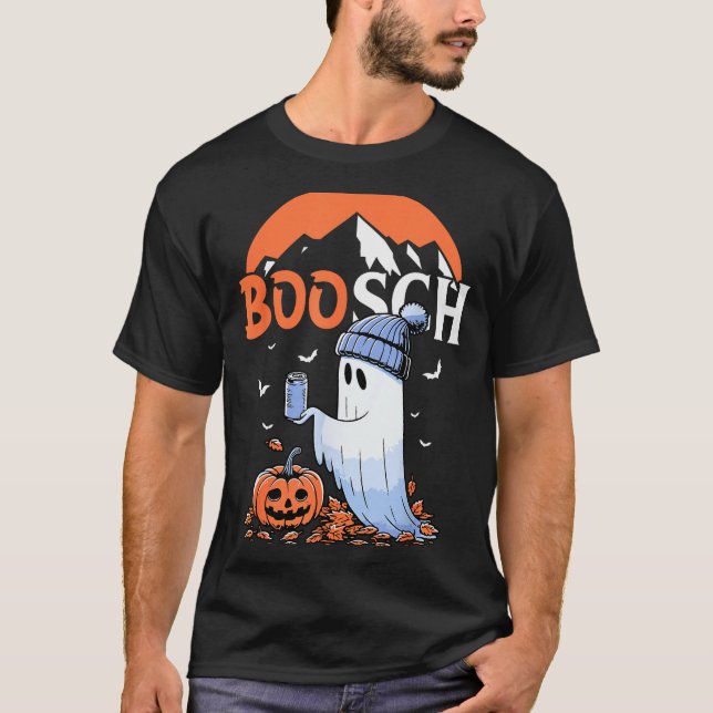 Camiseta Cute Boo Ghost Halloween Pumpkin Beer Drinking Sok (Frente)