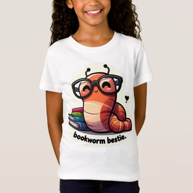 Camiseta Cute Bookworm Piada de Volta às Aulas  (Frente)