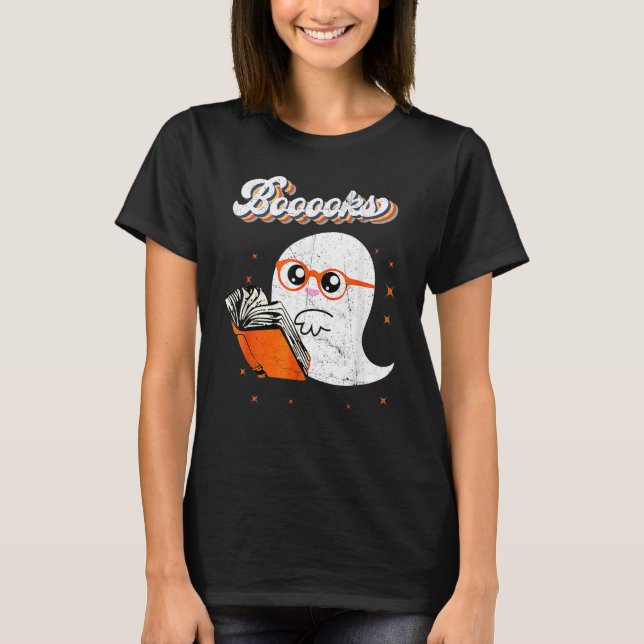 Camiseta Cute Booooks Ghost Read More Books Funny Teacher H (Frente)