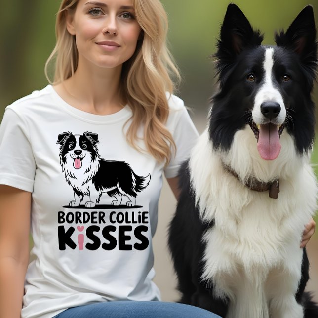 Camiseta Cute Border Collie Beija Mamãe Cachorro Cachorro D (Criador carregado)