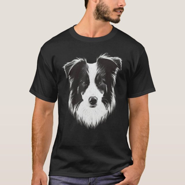 Camiseta Cute Border Collie Face Design (Frente)