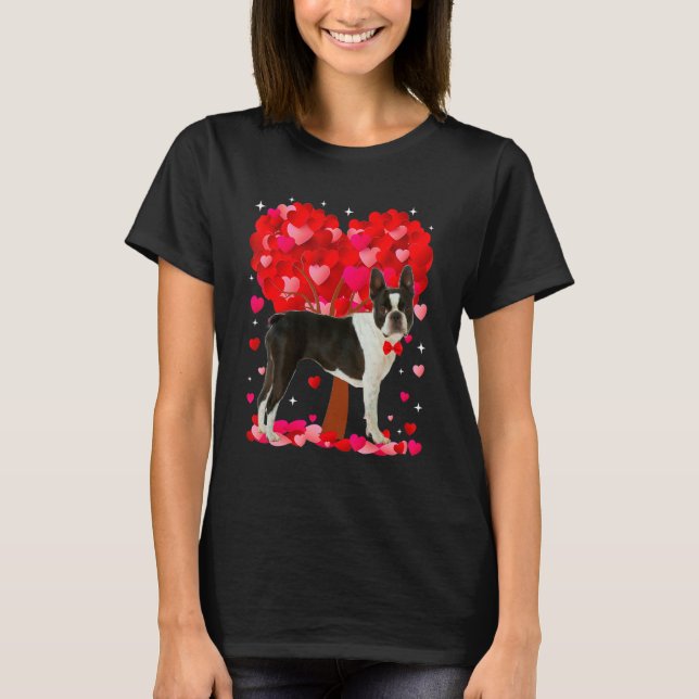 Camiseta Cute Boston Terrier Dog Valentines Day Heart Puppy (Frente)