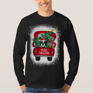 Camiseta Cute Boston Terrier Red Truck Feliz Natal Blea