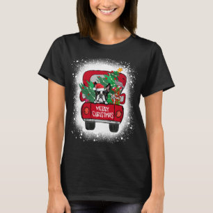 Camiseta Cute Boston Terrier Red Truck Feliz Natal Blea