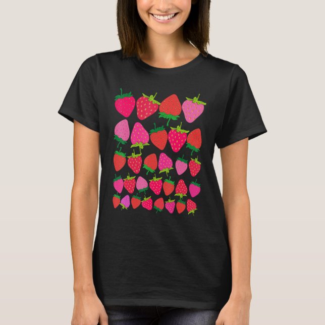 Camiseta Cute Botanical Fruitarian Berry Strawberries Fruit (Frente)