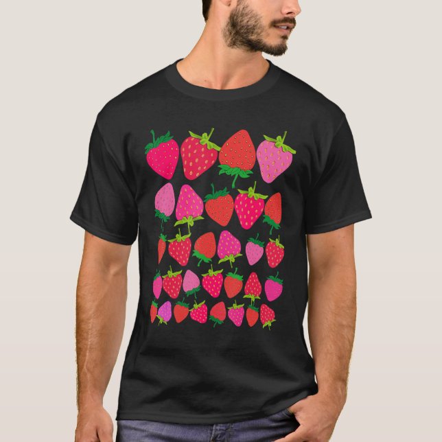 Camiseta Cute Botanical Fruitarian Berry Strawberries Fruit (Frente)
