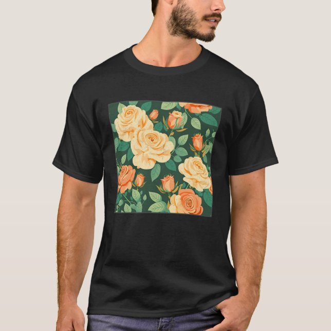 Camiseta Cute Botanical Roses Illustration Gorgeous Flower  (Frente)