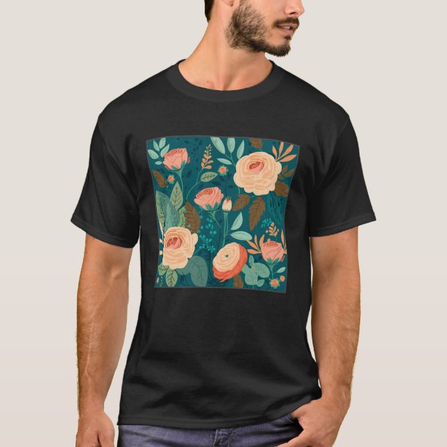 Camiseta Cute Botanical Roses Illustration Gorgeous Flower  (Frente)