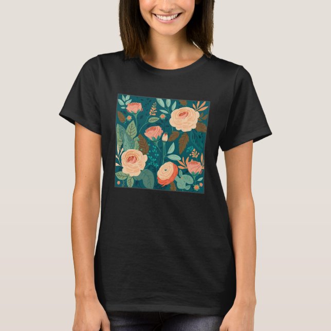 Camiseta Cute Botanical Roses Illustration Gorgeous Flower  (Frente)