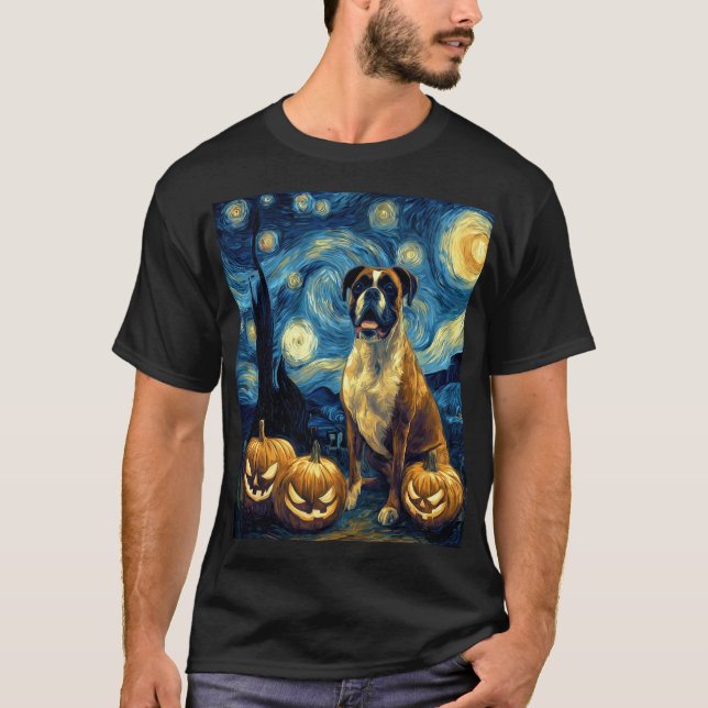 Camiseta Cute Boxer Halloween Jack O Lantern Pumpkin Face S (Frente)