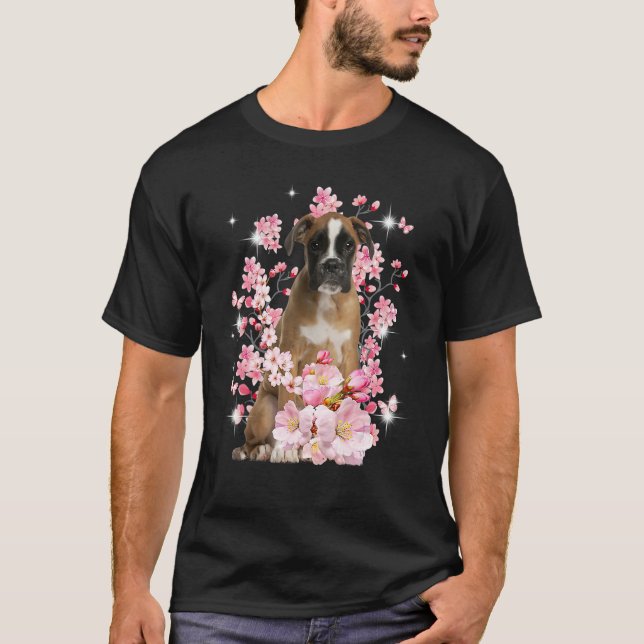 Camiseta Cute Boxer Mom Flower Happy Mother s Day Love Dog (Frente)