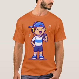 Camiseta Cute Boy Listening Music With Headphone
