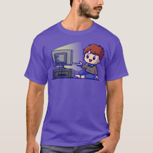 Camiseta Cute Boy Watching Tv Cartoon