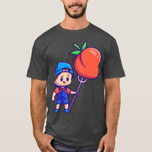 Camiseta Cute Boy With Peach Fruit Cartoon