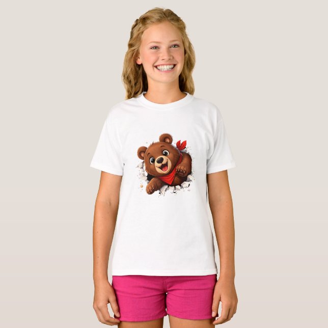 Camiseta Cute Breakthrough Bear – Funny Front & Back  (Frente Completa)