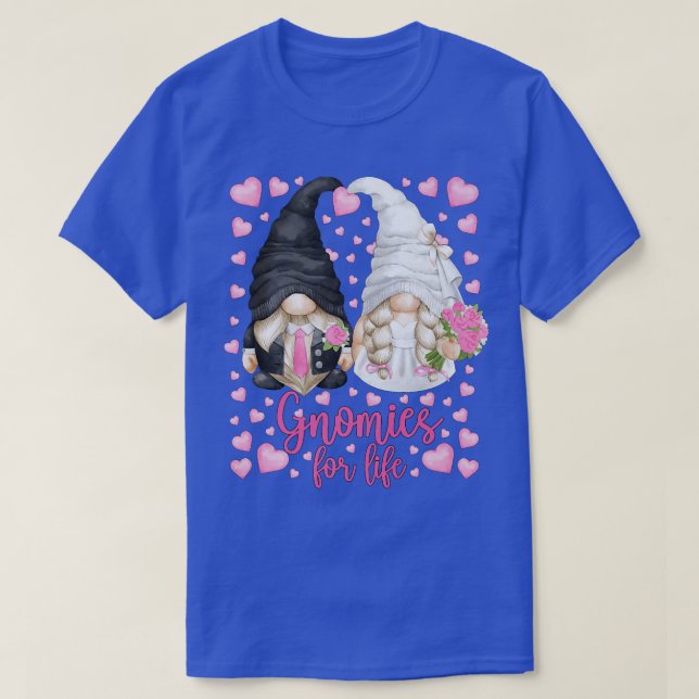 Camiseta Cute Bride And Groom Gnomies for Life For Bachelor (Frente do Design)