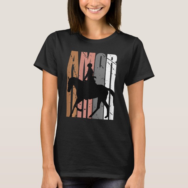 Camiseta Cute Brown Amor Horse Riding Life Motivation Rid (Frente)