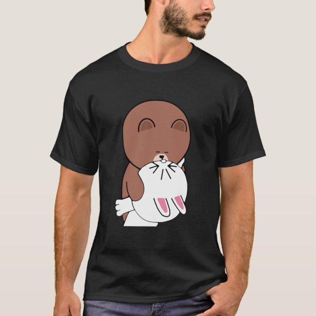 Camiseta Cute brown bear cony bunny rabbit the kiss Classic (Frente)