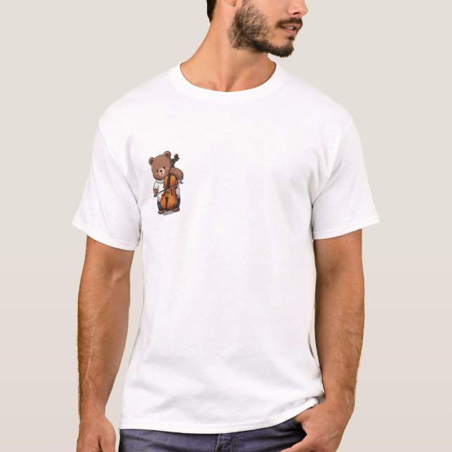 Camiseta Cute Brown Bear Playing Cello Musical (Frente)