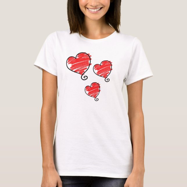 Camiseta Cute Bubble Red Heart (Frente)