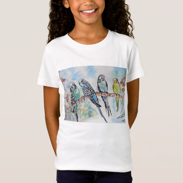 Camiseta Cute Budget Whimsical Watercolor Girls T Shirt (Frente)