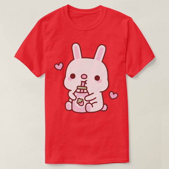 Camiseta Cute Bunny ama Leite De Morango (Frente do Design)