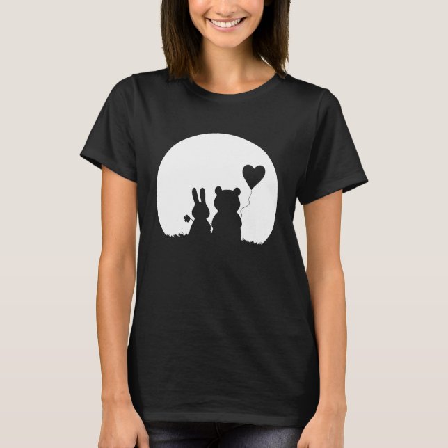 Camiseta Cute Bunny Bear Love Couple Valentine's Day Rabbit (Frente)
