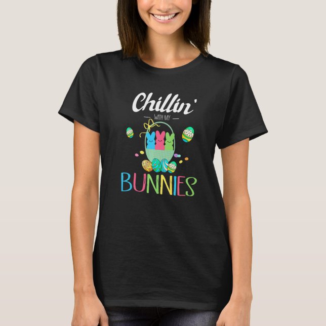 Camiseta Cute Bunny Chillin With My Bunnies Easter Day Bunn (Frente)