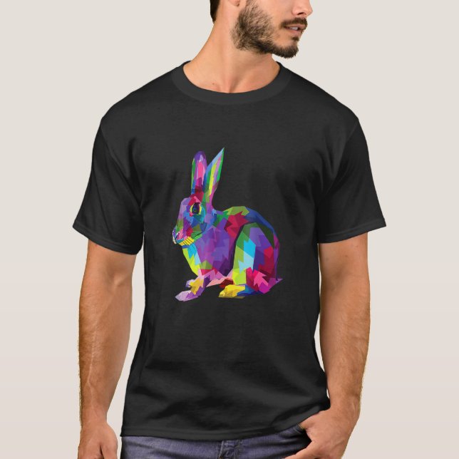 Camiseta Cute Bunny Colorful Artística Rabbit Cute Propriet (Frente)