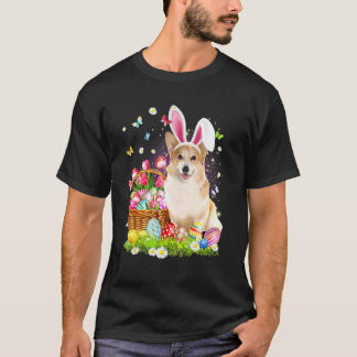 Camiseta Cute Bunny Corgi Dog Easter Eggs Basket Easter Day