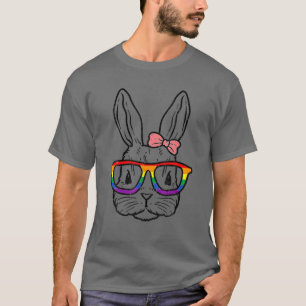 Camiseta Cute Bunny Face Rainbow Glasses With LGBT Pride Ea