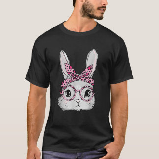 Camiseta Cute Bunny Face Sunglasses Leopard Glasses Headban