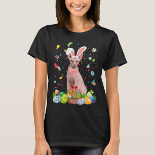 Camiseta Cute Bunny Gato Sphynx & Cesta de Ovos de Páscoa P