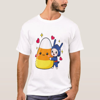 Camiseta Cute Bunny Hugging Candy Corn