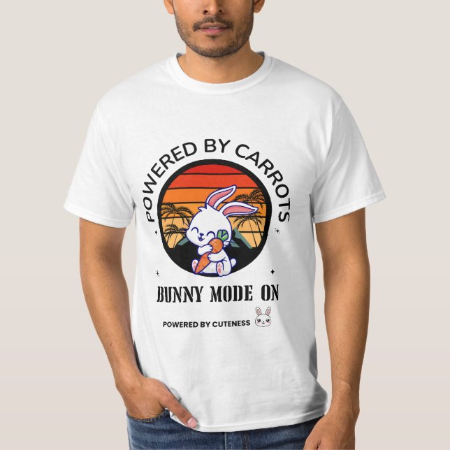 Camiseta Cute Bunny Hugging Carrot Retro Sunset T-Shirt (Frente)