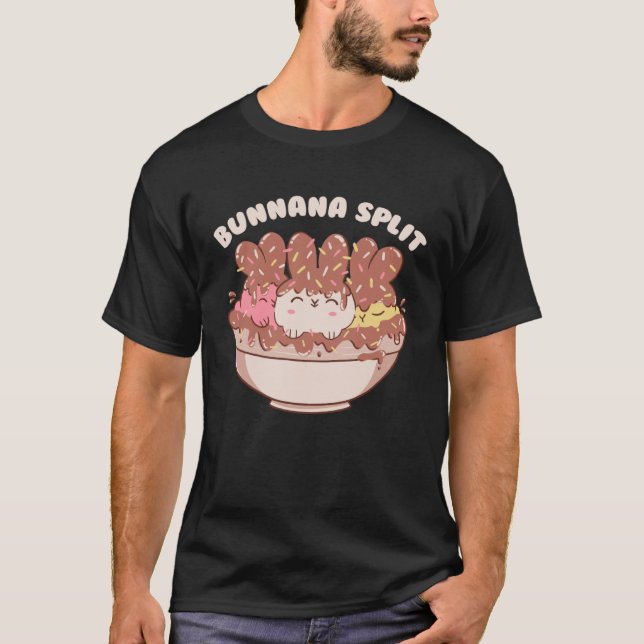 Camiseta Cute Bunny Ice Cream Flavors Ice Cream Bowl  Rabbi (Frente)