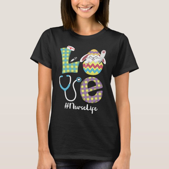 Camiseta Cute Bunny Love Nurse Life Easter CNA RN NP (Frente)