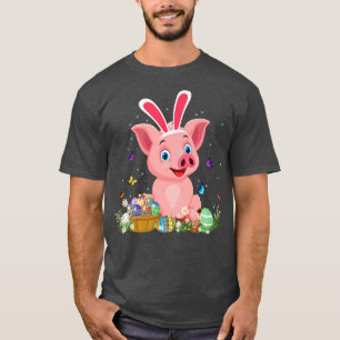 Camiseta Cute Bunny Pig Easter Hunting Eggs Farmers Happy E