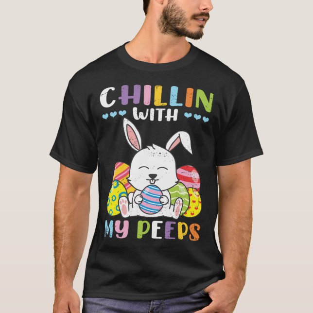 Camiseta Cute Bunny Rabbit Chilling People Happy Easter Sea (Frente)