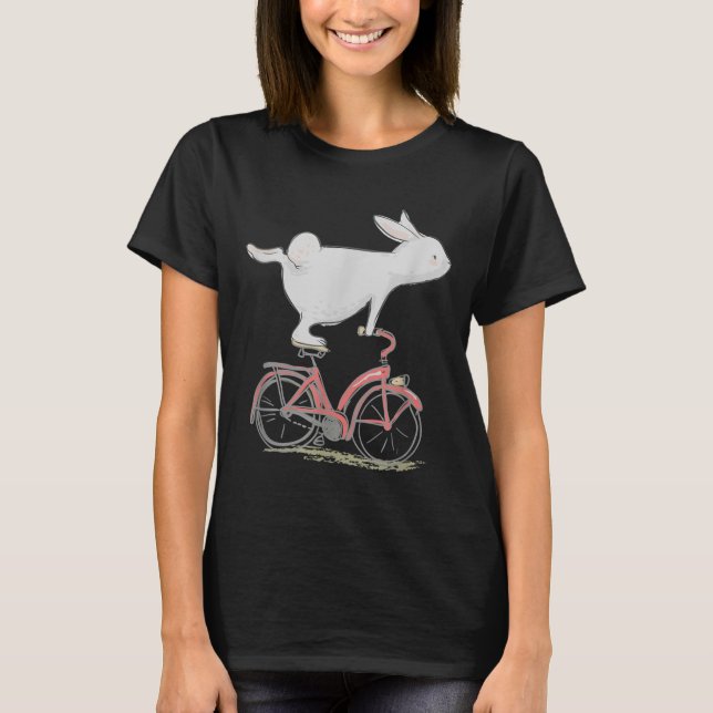 Camiseta Cute Bunny Rabbit On Bike Cycling Bicycle (Frente)