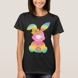Camiseta Cute Bunny Rabbit Tie Dye Bow Tie Easter Day Girls