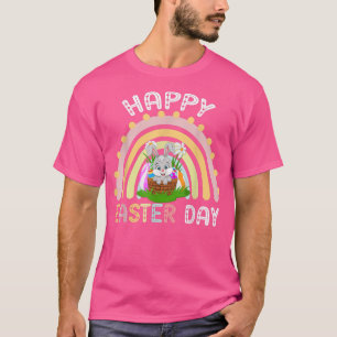 Camiseta Cute Bunny Rainbow Happy Easter Day 