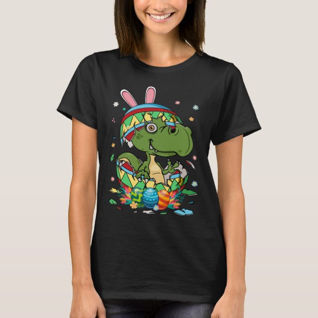 Camiseta Cute Bunny Rex Dinosaur In Easter Egg Easter Day K (Frente)