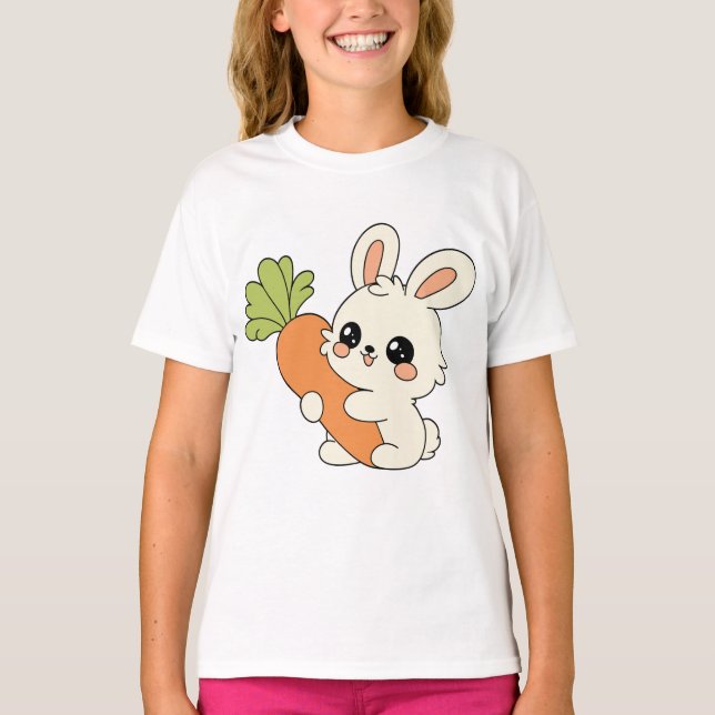 Camiseta Cute Bunny with Carrot Kids T-Shirt (Frente)