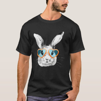 Camiseta Cute Bunny With Heart Glasses Easter Day Easter Ra